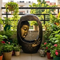 Buddha Face Shower Antique Gold Fiber Glass Indoor Fountain