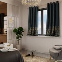 Stoa Paris Satin Window Curtains, 300 TC Dimout Home Furnishing Curtains,  Aesthetic Parda,, Kids Room, Pack of 2, Versailles - Emerald Royale