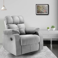 Helios Motorised Recliner Chair for with Rocking Revolving Premium Soft Suede Fabric 1 Seater Chair - Grey