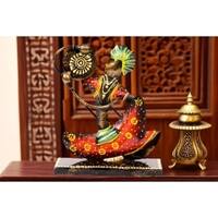 Desert Art Metal Handpainted Red Tabla Musician Showpiece
