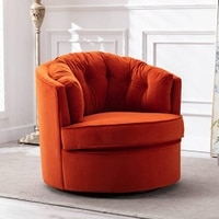 Marius Swivel Solid Wood Round Chair in Orange Colour