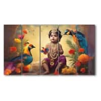 The Castle Decor Bal Gopal Wall Painting Wooden Framed 27x48 Inch (Style 6)