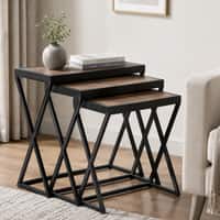 Nugent Sheesham Wood Nest of Tables in Natural Finish by Bohemiana