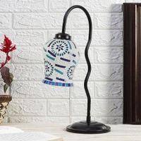 Multicolor Mosaic Glass Zig Zag Curvy Table lamp with Iron Base (EN05)