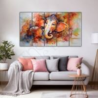 The Castle Decor Lord Ganesha Wall Painting Wooden Framed 27x48 Inch (Style 1)