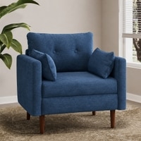 Arihana Boucle Fabric Arm Chair in Blue Colour