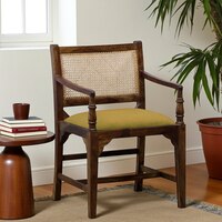 Provincial Cane & Suede Yellow Accent Chair