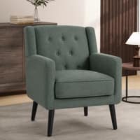 Carola Boucle Button Tufted Accent Chair Forest Green Colour