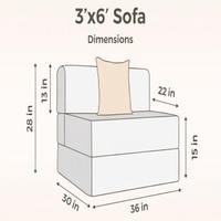 Sleep Spa Foldable 1 Seater Single Foam Fold Out Sofa Cum Bed in Dark Grey Colour