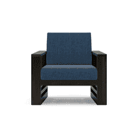 Parson 1 Seater Wooden Sofa In American Walnut Finish (Midnight Indigo Blue)