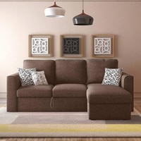 Kowloon Sectional 3 Seater Pull Out Sofa cum Bed In Daschund Brown Colour