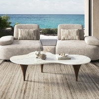 Montana Metal Coffee Table In Palisandro Sintered Stone And Dark Gold Finish