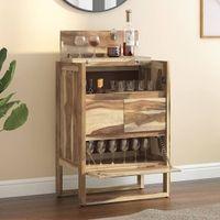 Macallan Solid Wood Bar Cabinet in Honey Oak Finish