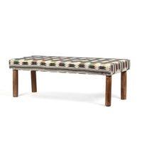 Asteria Solid Wood 2 Seater Bench In Stripe White Jackard Fabric