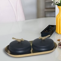 Metalsmith Metal Serveware Box Set of 3 with Tray Black Finish