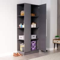Hexa Red Wooden 1 Door Wardrobe with Hanging Space in Slate Grey Colour