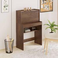 Karmiya Engineered Wood Study and Computer Laptop Table for Home or Office, WFH Desk, with Multiple Storage Shelves for Books and Décor Display for Adults Kids Students (Brown Maple)