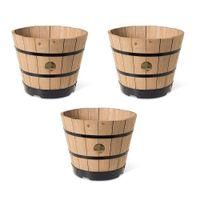 VegTrug Wooden Barrel Planters 37cm Burnt Oak