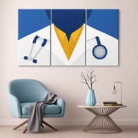 Truss Blue White Pieces Medical Doctor Illustration Canvas Wall Prints Set of 3 Multicolor Matte