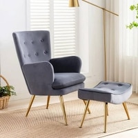 WilAccent Accent Chair With Ottoman Grey