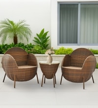 Melbourne Wicker Table And Chair Set In Brown Dual Tone Finish