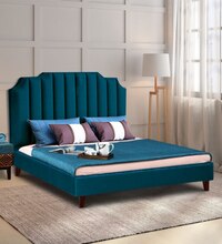 Eliana Engineered Wood Queen Size Non Storage Bed In Provincial Teak Finish