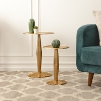 Radiant Gold Duo Metal Side Tables Set in Gold Colour