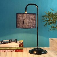 Marley Blue Jute Shade Iron Table Lamp