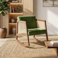 Shrey Solid Wood Rocking Sofa With Cane Designed In Natural Finish