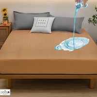 Premium Terry Polyester Fabric Waterproof Mattress Light Brown Double 78X83