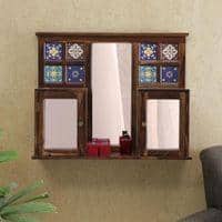 barrie solid wood mirror in brown colour