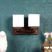 Eliante Key Wood And Iron Wall Light With Glass In Gold And Brown Colour