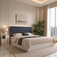 Japa Engineered Wood Queen  Size Bed With Hydraulic Storage (Melamine Finish, White Colour)
