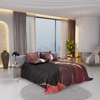 Stoa Paris Super King Size Enriched Cotton Bedsheet with 4 Pillow Covers  Size Red Red