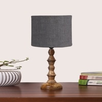 Devansh Grey Jute   Table Lamp With  Wood Natural Base (7X7X15.5 Inches)-17
