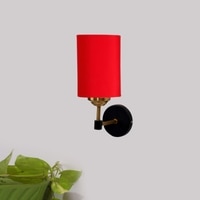 Devansh Metal Electric Wall Light in Black Colour with Red Shade Count of 1 Light