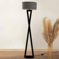 Hamptons Grey Metal Shade Club Floor Lamp with Metal Base