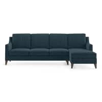 Abbey Sectional Sofa (Colour : Indigo Blue, Cushion : Soft, Seater : Right Aligned 3 Seater + Right Aligned Chaise)