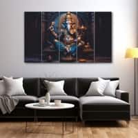 The Castle Decor Beautiful Ganesha Wall Art Set of 5 Wooden Framed Digital Painting 27x48 Inch