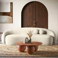 Takai Round Solid Wood Coffee Table in Red Cedar Finish