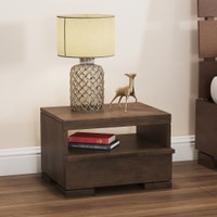 Ohio Solid Wood Bedside Table In Danish Walnut Finish