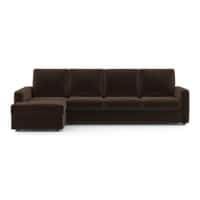 Apollo Compact Sofa (Colour : Dark Earth, Cushion : Hard, Back Type : High Back, Seating Capacity : Left Aligned 3 Seater + Left Aligned Chaise + Ottoman)
