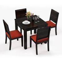 Arabia - Oribi 4 Seater Storage Dining Table Set (Colour- Burnt Orange , Finish- Mahogany)