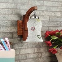 Devansh Solid Wood Electric Wall Light in Brown Colour with Multi Shade Count of 1 Light