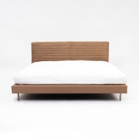 Sable Leather Queen  Size Bed Without Storage (Brown Colour)