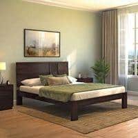 Alaca Solid Wood King Size Bed In Mahogany Finish