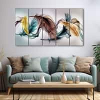 The Castle Decor Abstract Wall Painting Wooden Framed 27x48 Inch for Living Room (Style 4)