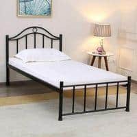 Morris Metal Single Size Non Storage Bed In Black Finish