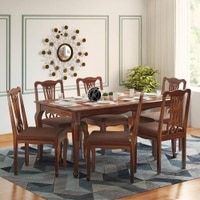 Samuel Solid Wood 6 Seater Dining Set In Urban Teak Finish