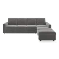 Apollo Sofa (Colour : Ash Grey Velvet, Cushion : Hard, Back Type : Regular, Seating Capacity : Right Aligned 3 Seater + Right Aligned Chaise)